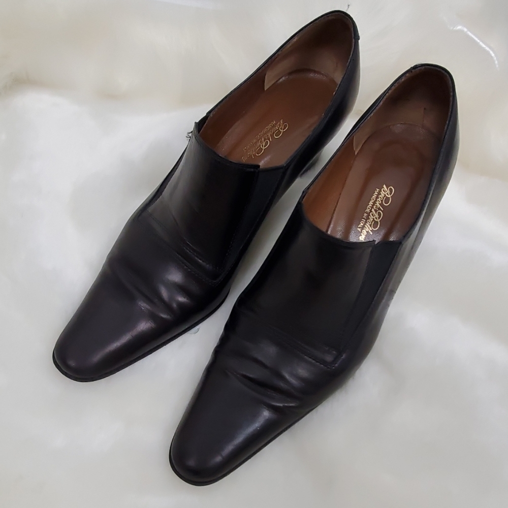 Brooks Brothers leather shoes heel ankle brown women size 8